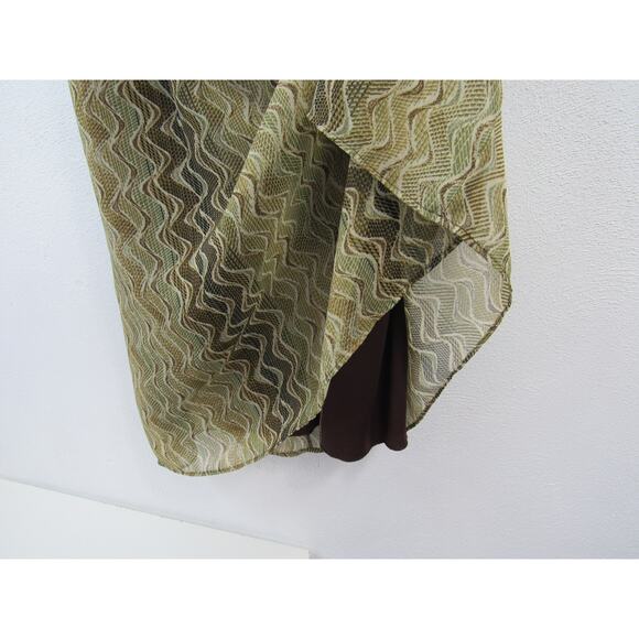 Jonathan Martin Size 12 Olive Green and Brown Midi Dress Fit and Flare V Neck - Picture 5 of 10